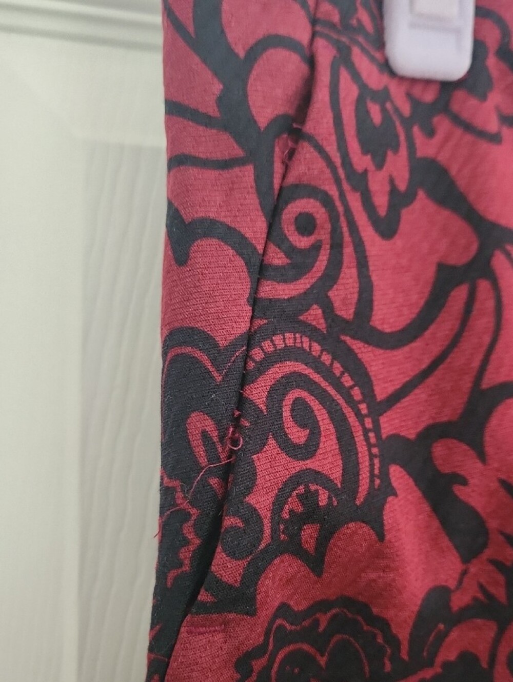Business Casual Office Work LOFT Burgundy Black Floral-Print Pencil Skirt - Picture 9 of 9